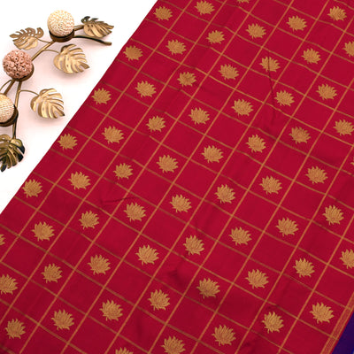 Arakku Thakali Kanchipuram Silk Saree with Lotus Butta Design