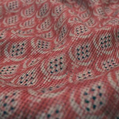 Rust Maheshwari Silk Fabric
