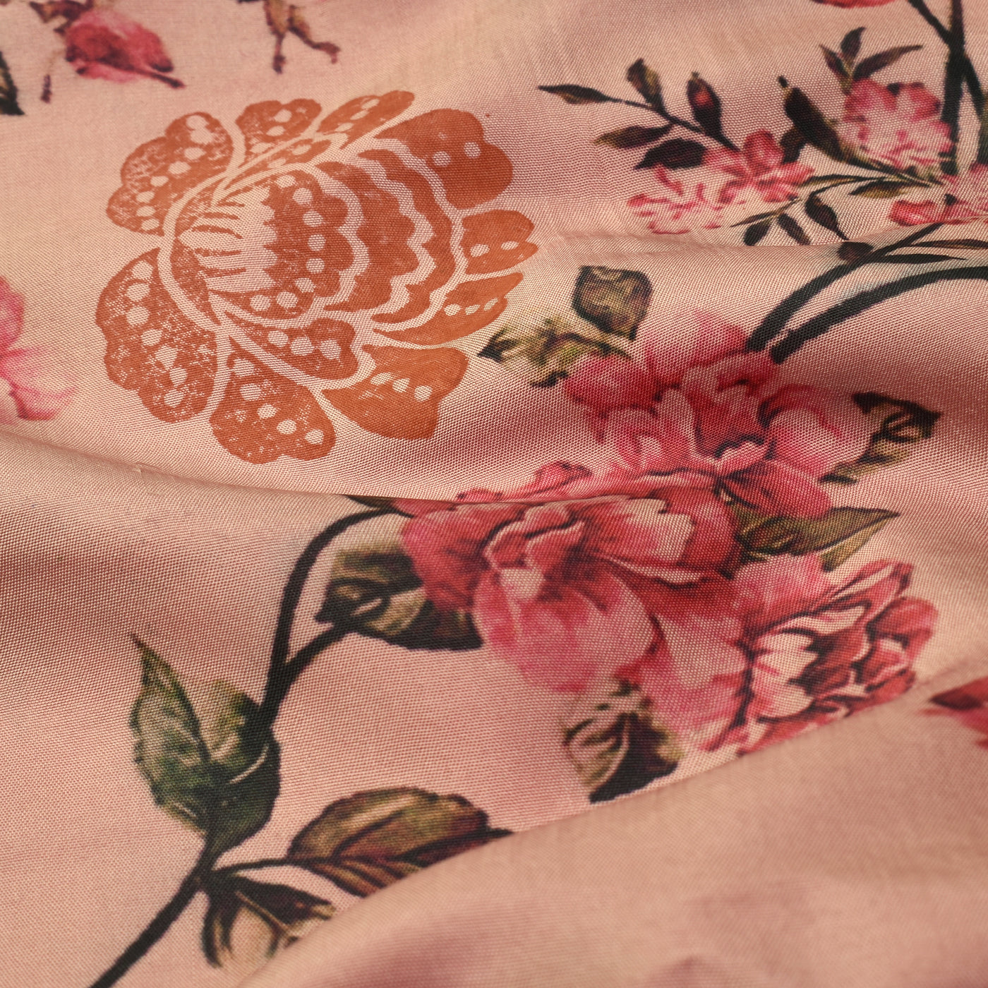 Onion Pink Printed Kanchi Silk Fabric (6578591432817)