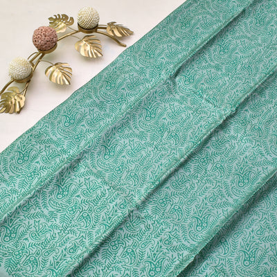 grey-printed-kanchi-silk-saree-with-turquoise-blue-blouse