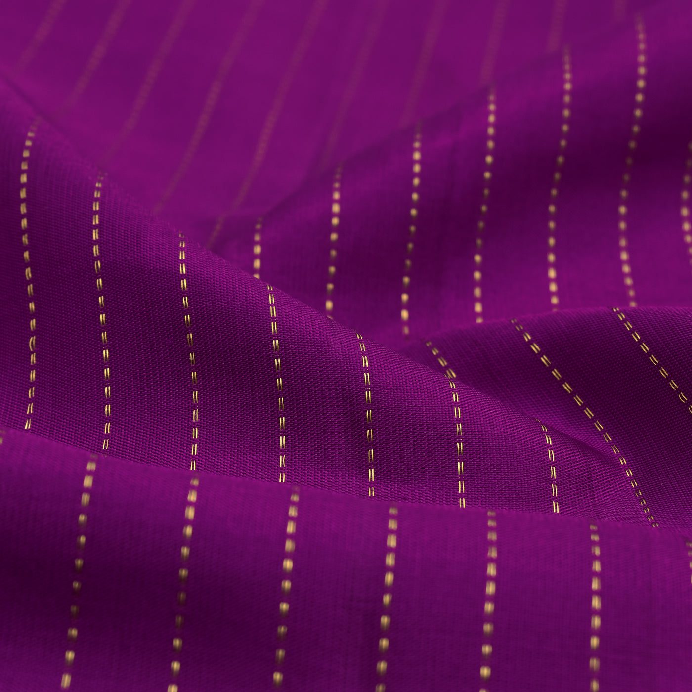 Magenta Blue Kanchi Silk Fabric with Muthu Zari Lines Design