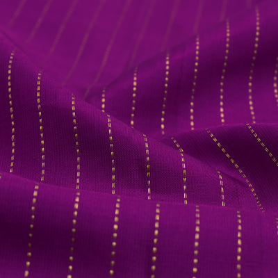 Magenta Blue Kanchi Silk Fabric with Muthu Zari Lines Design