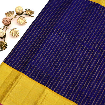 MS Blue Kanchipuram Silk Saree with Jewel Butta Design