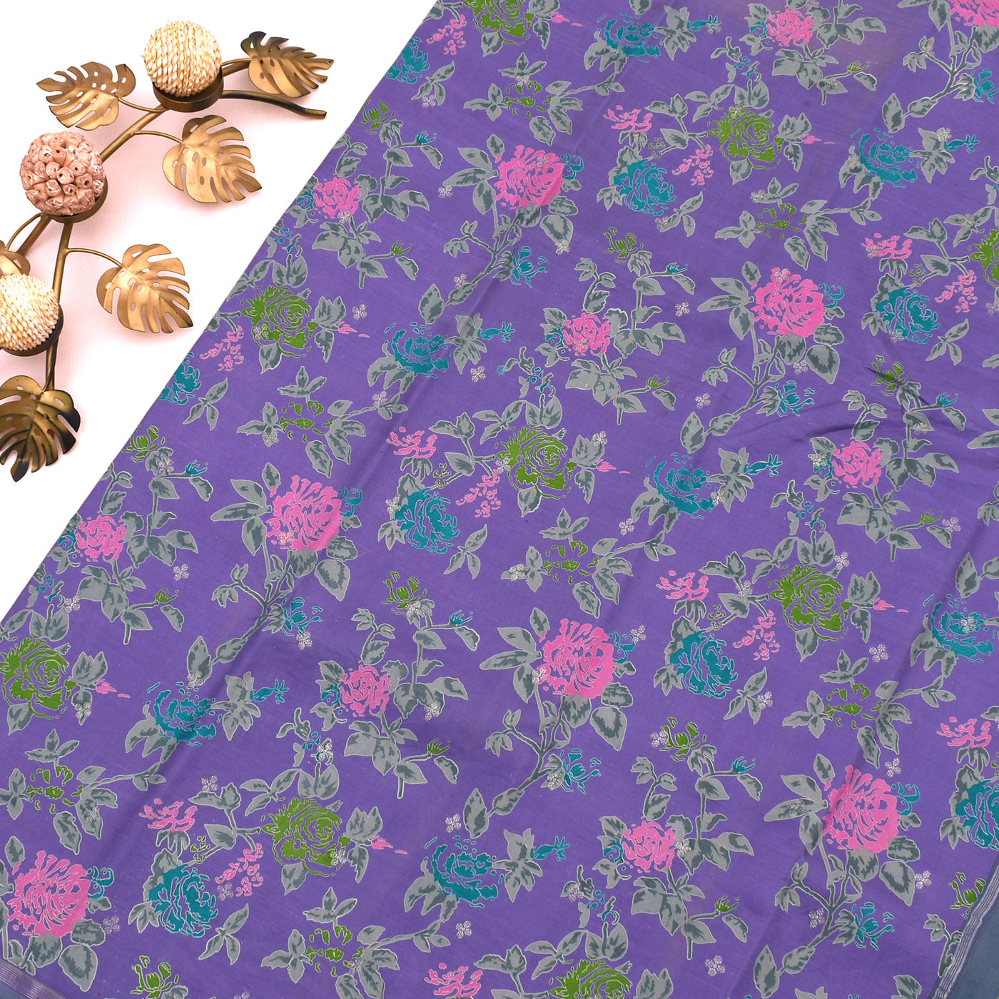 Lavender Printed Kanchi Silk Saree with Floral Printed Design