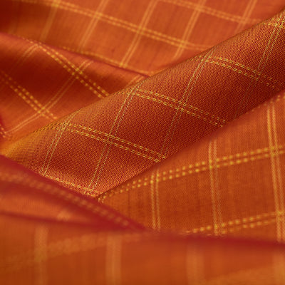 Mustard Kanchi Silk Fabric With Muthu Zari Checks Design