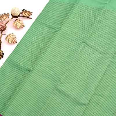 Apple Green Kanchipuram Silk Saree with Zari Lines Design