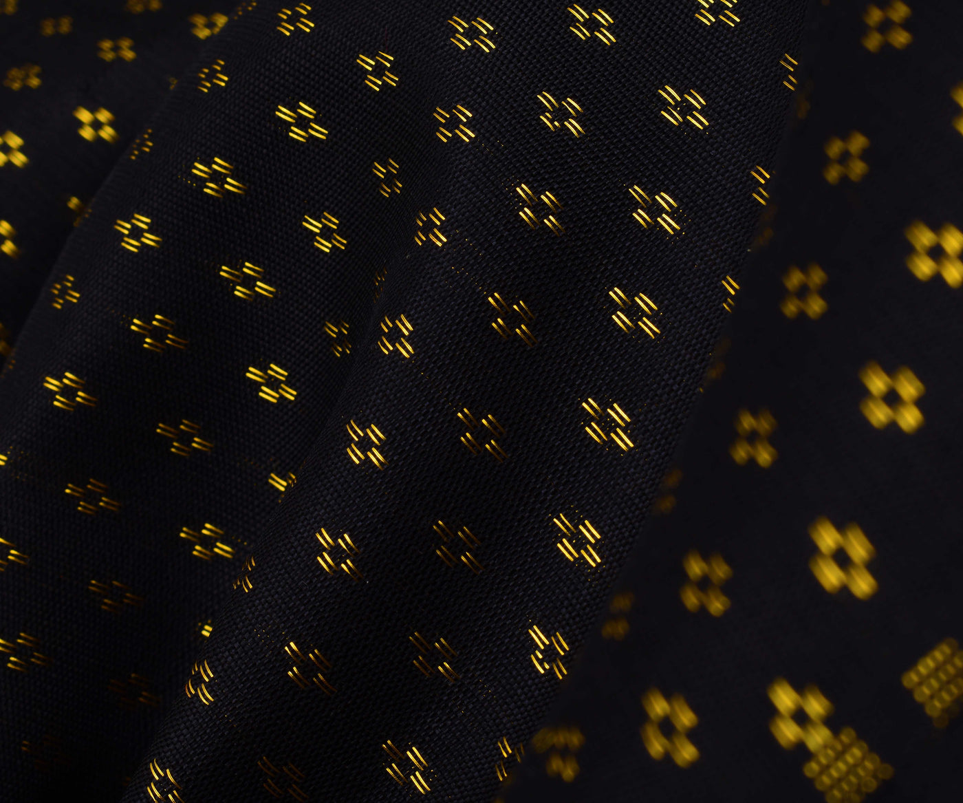 Black Kuligai Button Kanchi Silk Fabric (4587174461553)