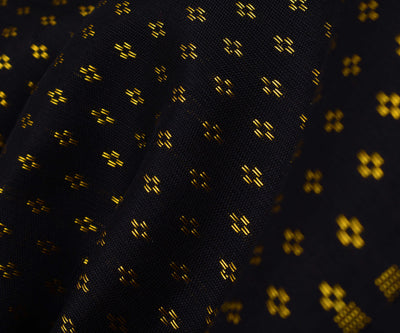 Black Kuligai Button Kanchi Silk Fabric (4587174461553)