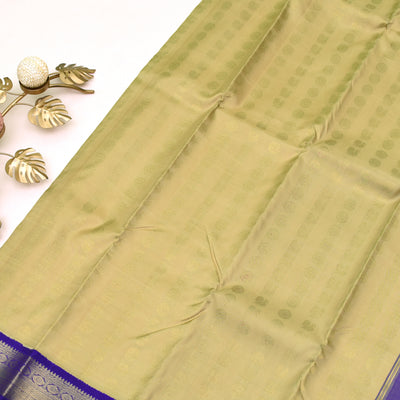 Off White Kanchi Silk Saree with MS Blue Pallu and Blouse