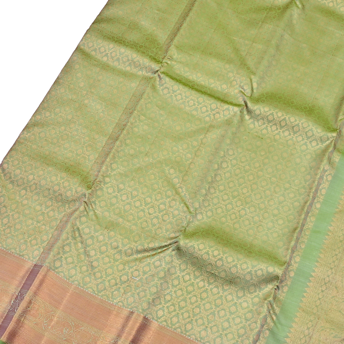 Pista Green Kanchipuram Silk Saree with Creeper Design
