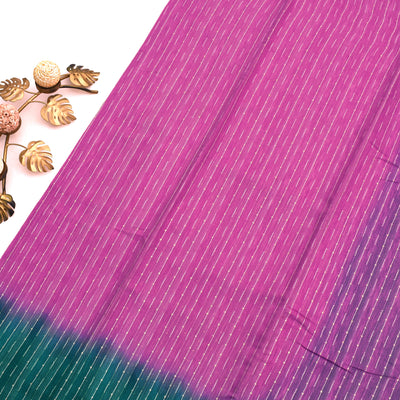 Lotus Pink Tussar Silk Saree with Sequins Thread Lines Design