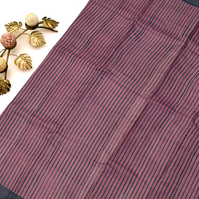 Onion Pink Tussar Silk Saree with Lines Printed Design