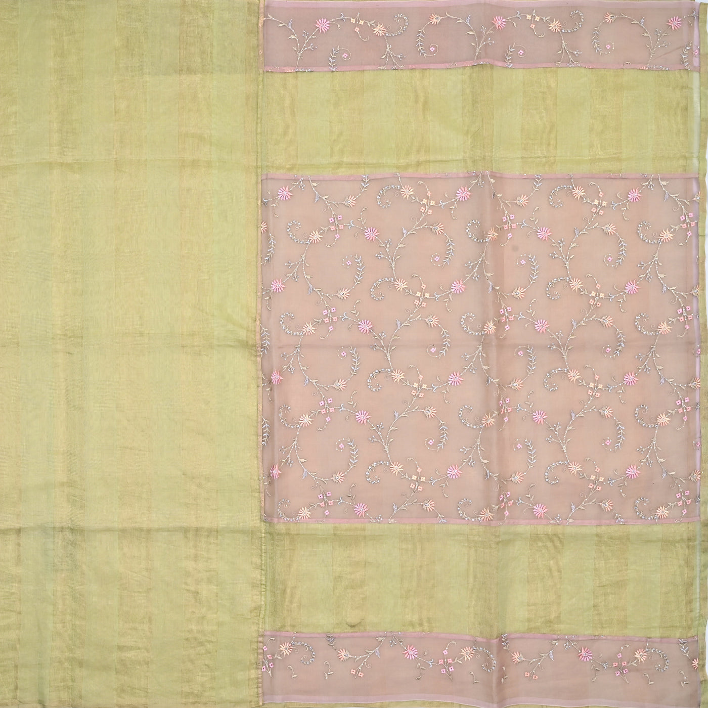 Golden Beige Organza Silk Saree