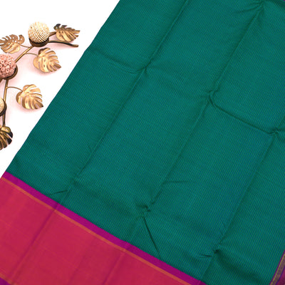 Green Kanchipuram Silk Saree with Small Checks Design