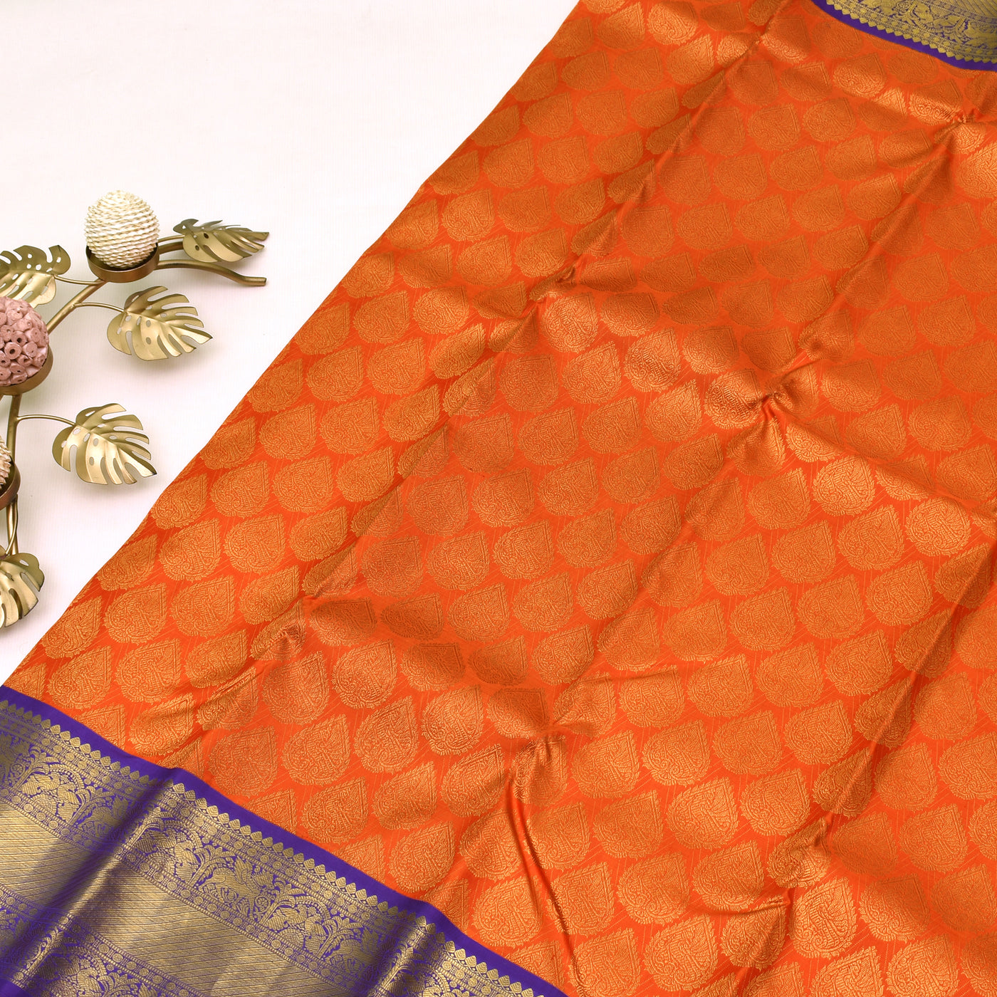 orange-kanchi-silk-saree-with-violet-pallu-and-blouse