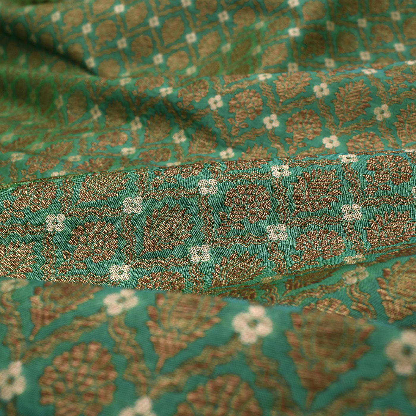 Anandha Dhratchai Banarasi Silk Fabric with Zari Butta Design