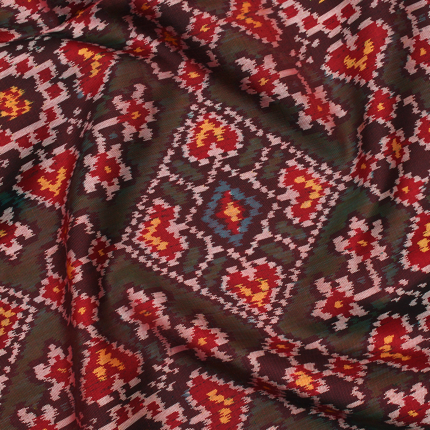 Green Patan Patola Silk Fabric