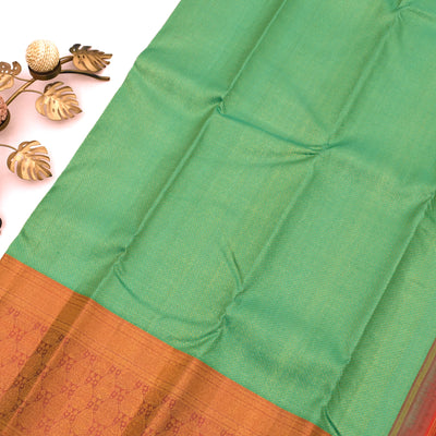 Pastel Green Kanchipuram Silk Saree with Mayil Ken Design