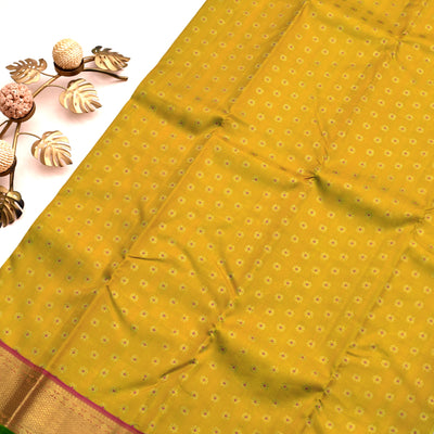 Mustard Kanchipuram Silk Saree with Kamalam Butta Design