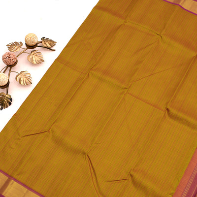 Oil Mustard Kanchipuram Silk Saree with Seer Pallu Design