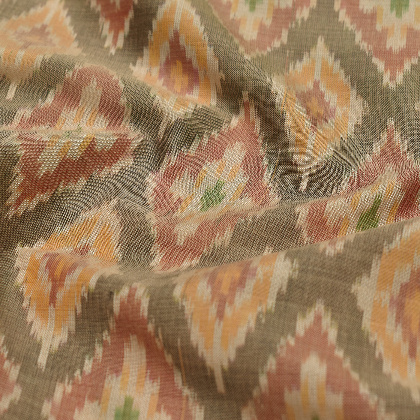 Light Brown Ikkat Silk Fabric