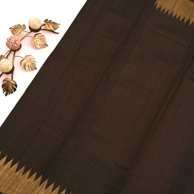 Brown Tussar Silk Saree
