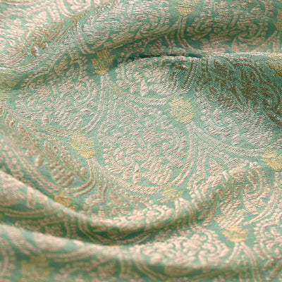 Olive Green Banarasi Silk Fabric with Creeper Design
