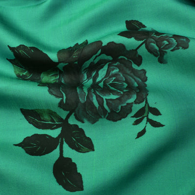 Turquoise Green Printed Kanchi Silk Fabric (6578590744689)