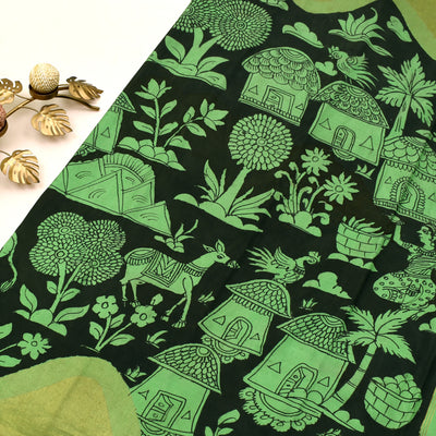 Black Kalamkari Silk Saree