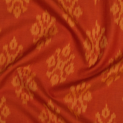 Orange Ikkat Silk Fabric