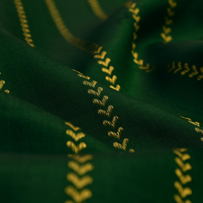 Dark Green Kanchi Silk Fabric with Kathir Lines Design