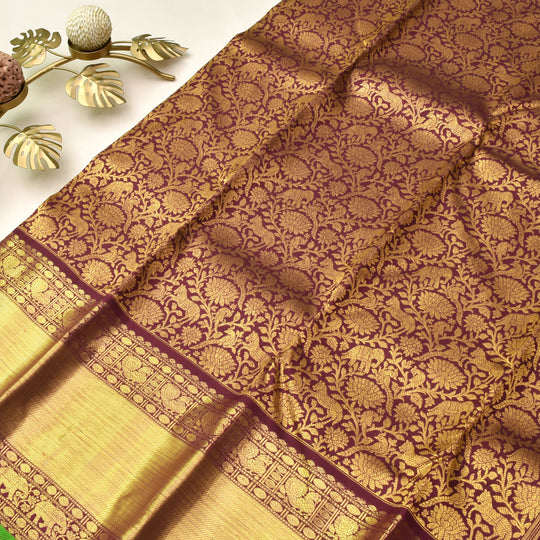 MAROON BRIDAL SAREE WITH GREEN BLOUSE - VANASINGARAM