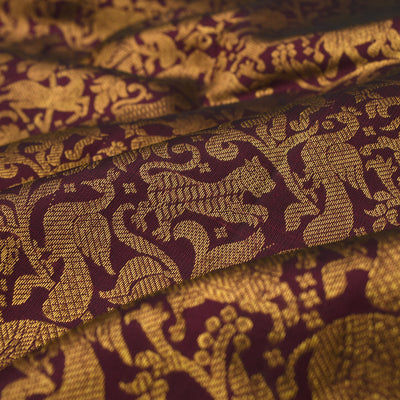 Black Arakku Kanchi Silk Fabric with Vanasingaram Design