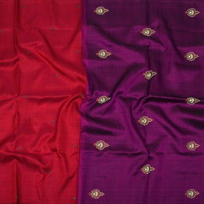 Red Embroidery Silk Saree