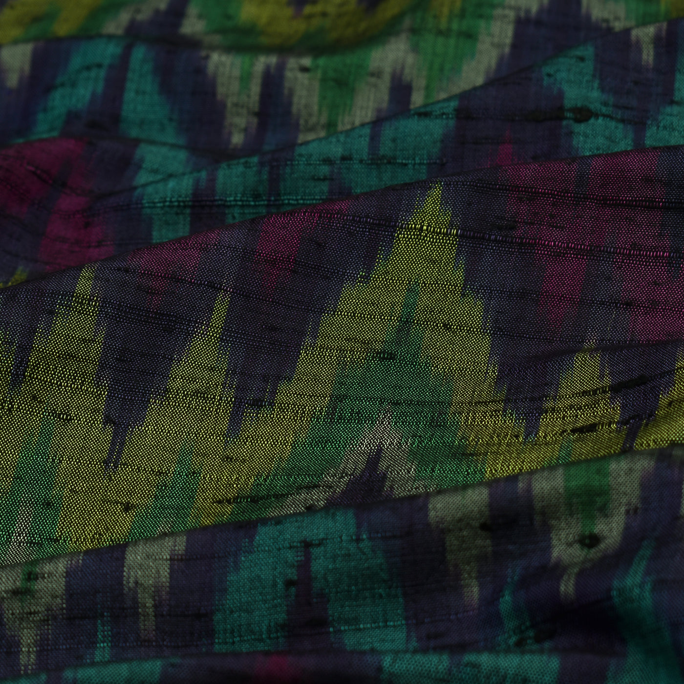 Multi Colour Ikkat Raw Silk Fabric