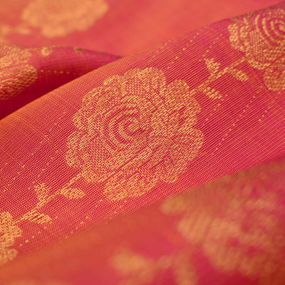 Dual Tone Pink and Orange Kanchi Silk Fabric