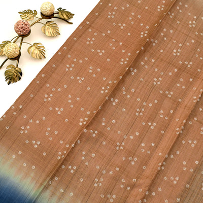 Light Peach Tussar Silk Saree with small butta designs