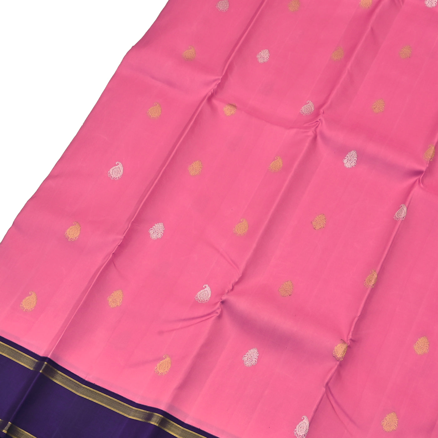 Pink Kanchipuram Silk Saree with Mango Butta Design