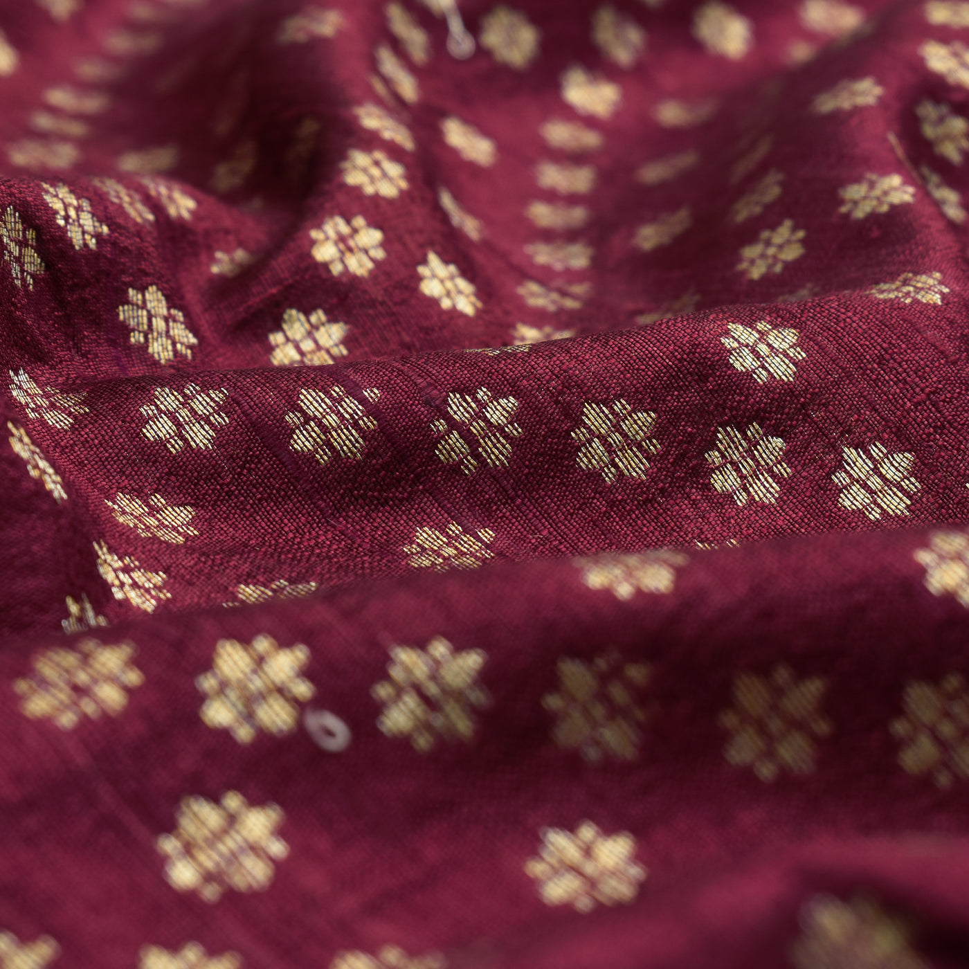 Kanchi Arakku Banarasi Silk Fabric with Small Zari Butta Design