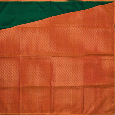Green Plain Kanchi Silk and Rust Kanchi Silk Raising Saree