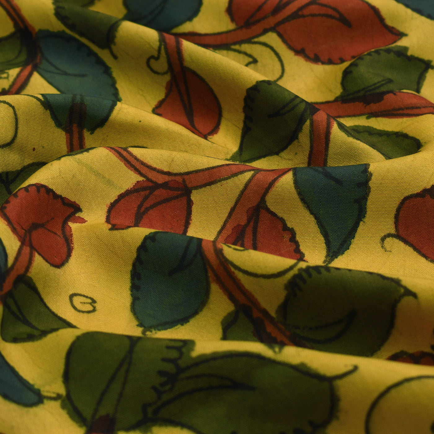 Mustard Pen Kalamkari Fabric