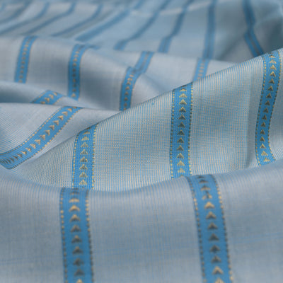 Blue Kanchi Silk Fabric with Kathir Lines Design