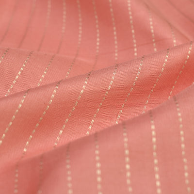 Baby Pink Kanchi Silk Fabric With Muthu Zari Lines Design