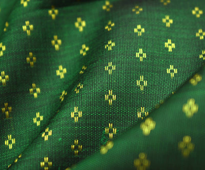 Bottle Green Kuligai Button Kanchi Silk Fabric (4541409656945)