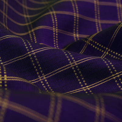 Violet Kanchi Silk Fabric with Muthu Zari Kattam Design