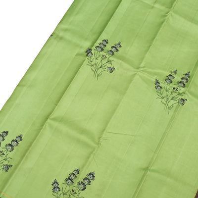 Pista Green Hand Painted Kanchi Silk Saree
