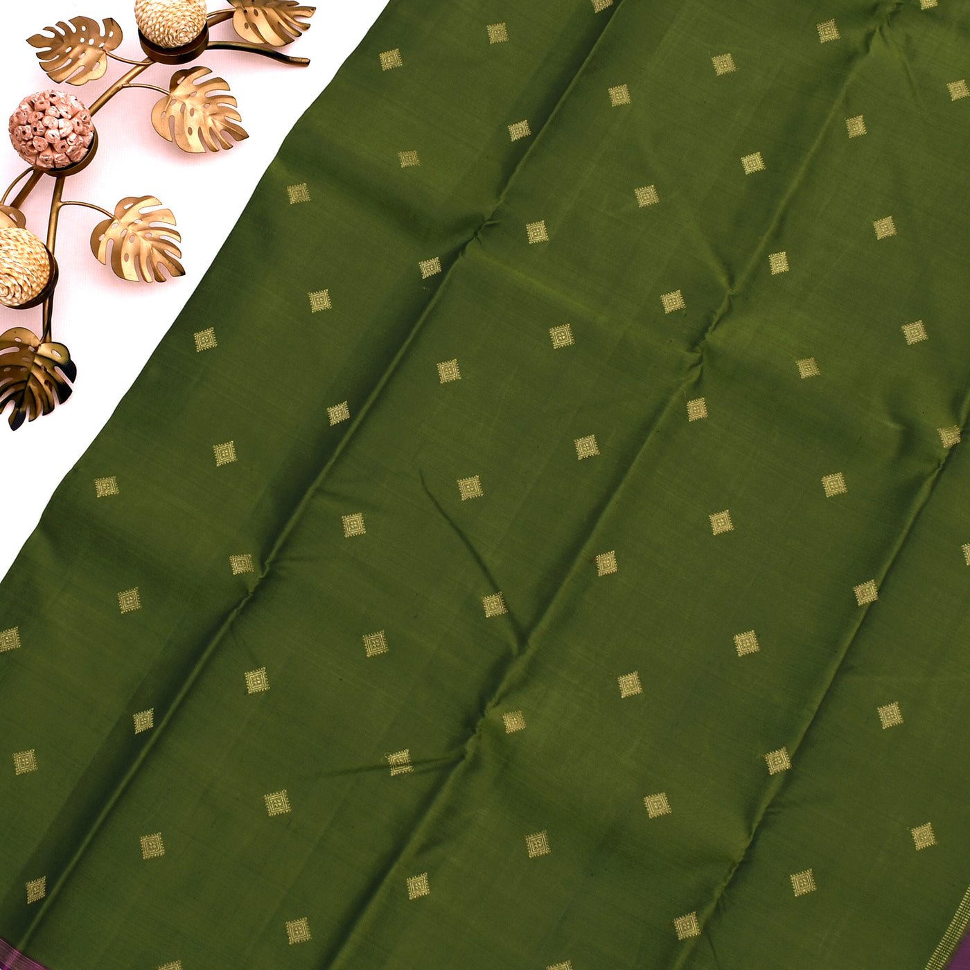 Mehandi Green Kanchipuram Silk Saree with Zari Butta Design