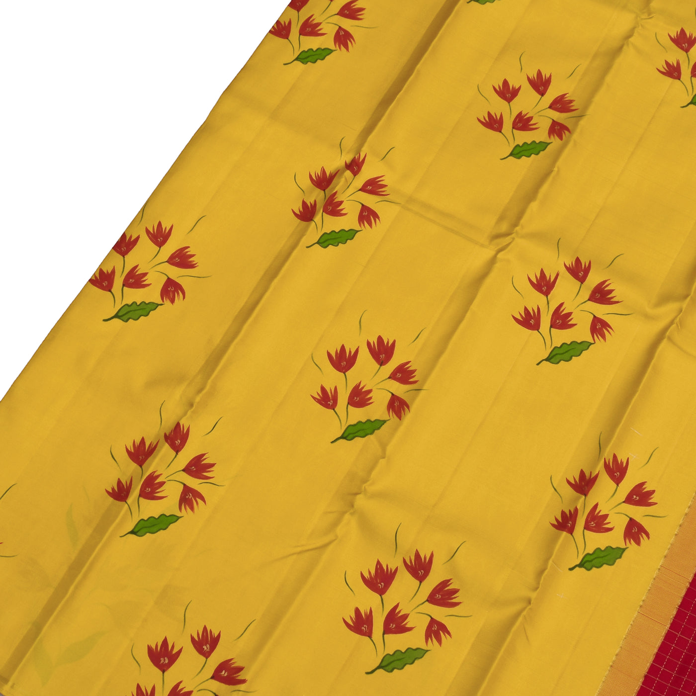 Mustard Hand Painted Kanchi Silk Saree