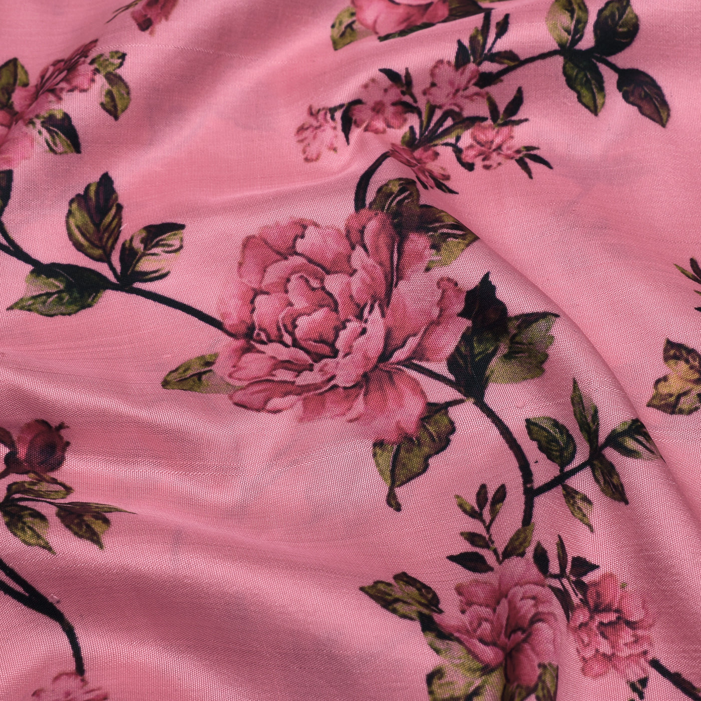 Pink Kanchi Discharge Printed Silk Fabric