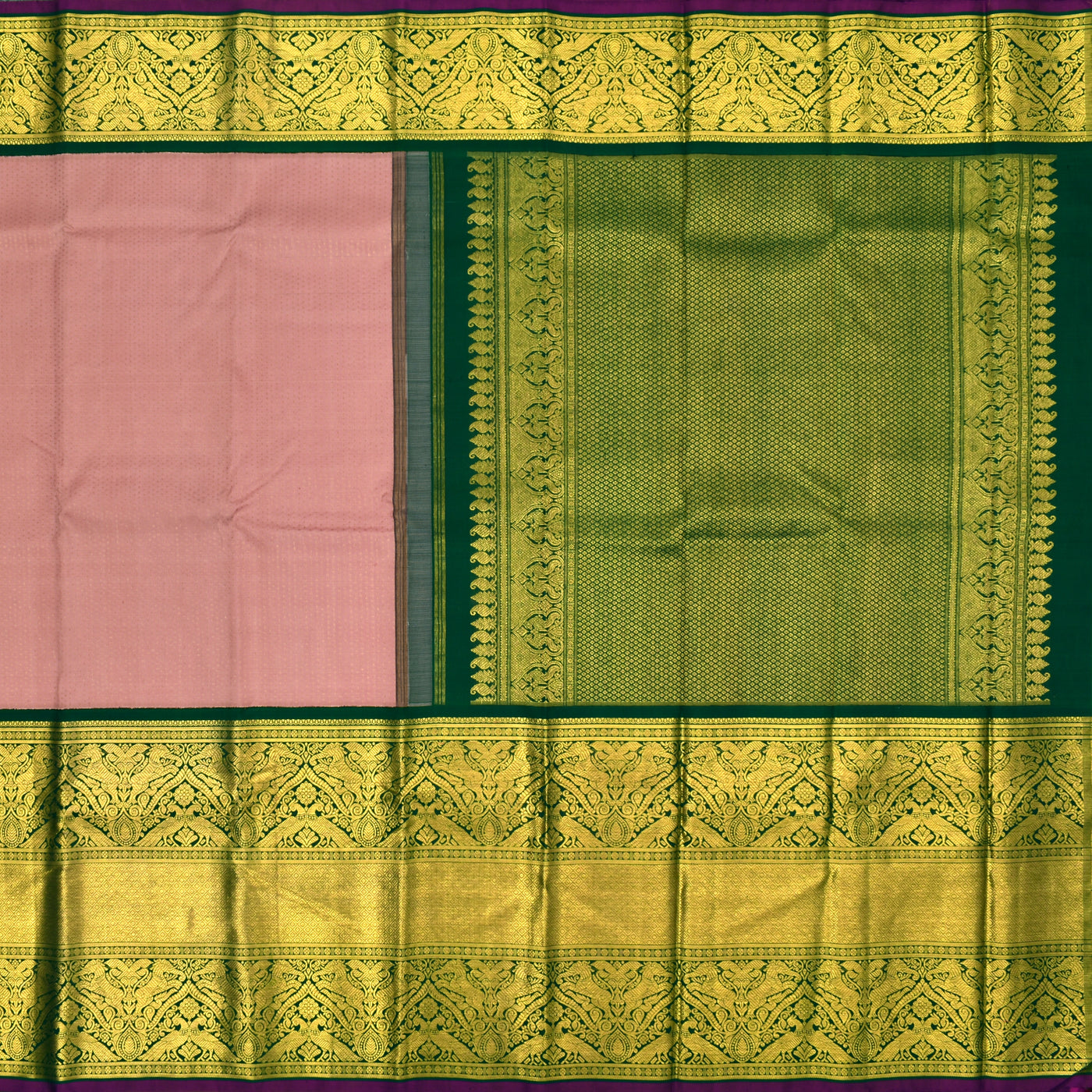 Onion Pink Kanchipuram Silk Saree with Latcha Deepam Design